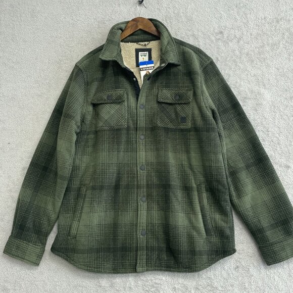 NEW Voyager Men's L Plaid Sherpa Lined Fleece Shirt Jacket - Picture 2 of 9